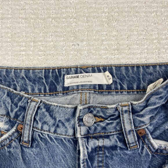 Y2K Garage Ex-Boyfriend Jeans Wom 24 Light Wash Hi Rise Denim Distressed Skater - Picture 5 of 9